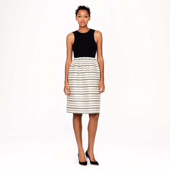 J.Crew Dresses & Skirts - J.Crew Cocktail Dress Black Gold Striped Silk Blend Size 2 NWOT